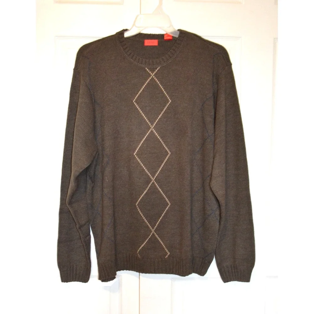 Nwt's IZOD Luxury Sport‎ Brown Sweater Men's XL Argyle Front